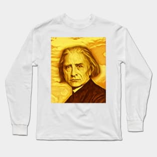 Franz Liszt Golden Portrait | Franz Liszt Artwork 9 Long Sleeve T-Shirt